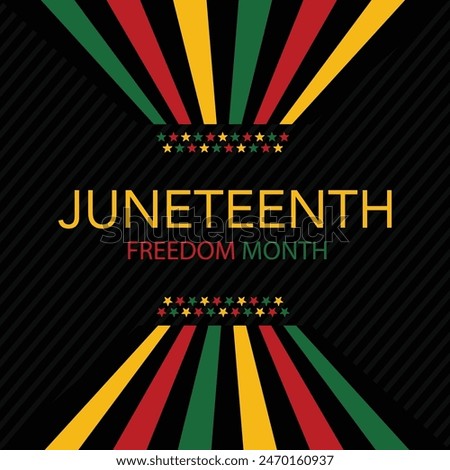 Juneteenth Freedom Day template design in vector on black background. African American Independence day theme design using Card, Logo of the T-Shirt, Flyer, Banner, Poster. black history month