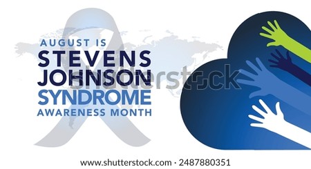 Stevens Johnson Syndrome Awareness Month is observed every year in August. Holiday concept. Template for background, banner, card, poster, placard, design template with unique shapes.