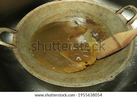 A picture of hardening oil caused by exposing too long without used for cooking Photo stock © 