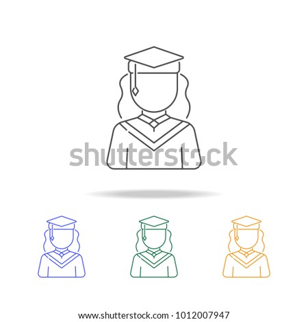 graduate female avatars multicoloured icons. Element of profession avatar of for mobile concept and web apps. Thin line  icon for website design and development, app development on white background