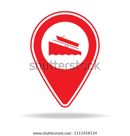 boat ramp map pin icon. Element of warning navigation pin icon for mobile concept and web apps. Detailed boat ramp map pin icon can be used for web and mobile on white background