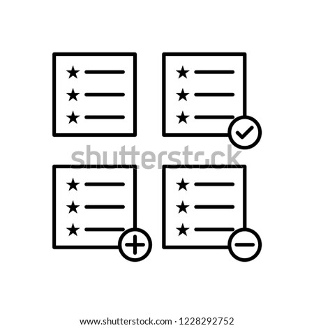 test, list, plus, check, minus sign icons. Element of outline button icons. Thin line icon for website design and development, app development