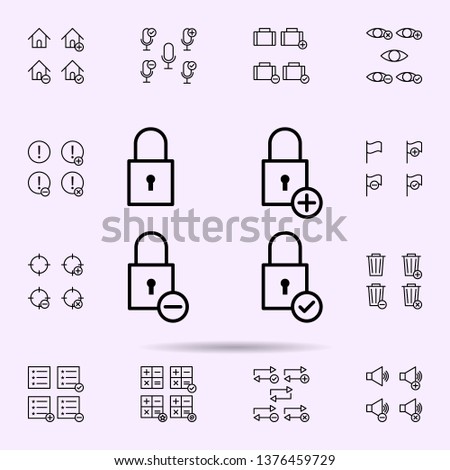lock, plus, check, minus sign icon. web icons universal set for web and mobile