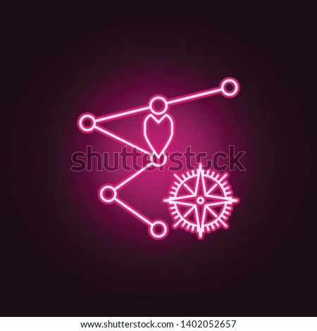 waypoints and compass neon icon. Elements of Navigation set. Simple icon for websites, web design, mobile app, info graphics