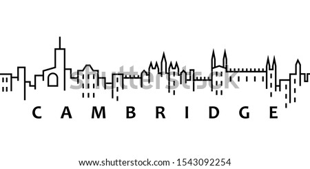 Cambridge cityscape illustration. Simple line, outline vector of city landscape icons for ui and ux, website or mobile application on white background