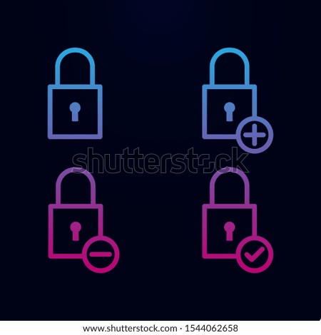 Lock, plus, check, minus sign nolan icon. Simple thin line, outline vector of web icons for ui and ux, website or mobile application