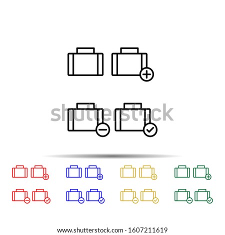 suitcase, plus, check, minus sign multi color style icon. Simple thin line, outline vector of web icons for ui and ux, website or mobile application