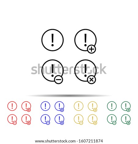 exclamation, plus, remove, minus sign multi color style icon. Simple thin line, outline vector of web icons for ui and ux, website or mobile application