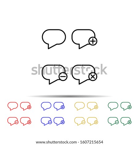 speech, bubble, plus, remove, minus sign multi color style icon. Simple thin line, outline vector of web icons for ui and ux, website or mobile application
