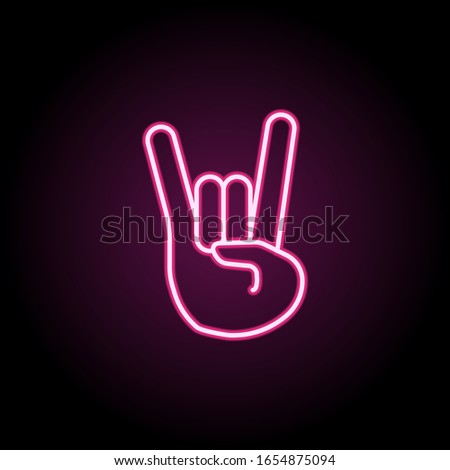 Fingers rock neon icon. Simple thin line, outline vector of emoji icons for ui and ux, website or mobile application