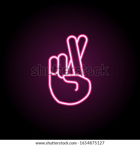 Crossed fingers neon icon. Simple thin line, outline vector of emoji icons for ui and ux, website or mobile application