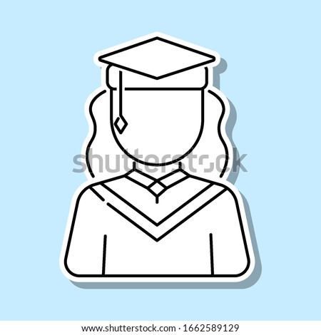 Graduate female avatars sticker icon. Simple thin line, outline vector of avatar icons for ui and ux, website or mobile application