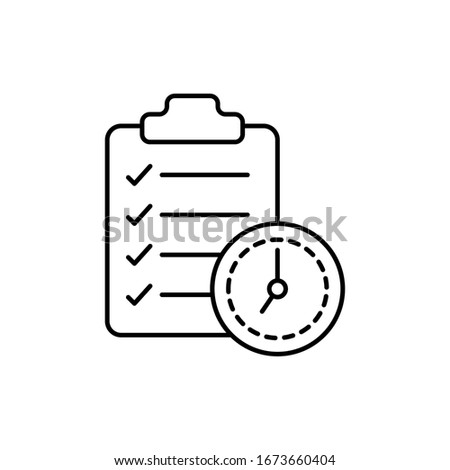 Clock, check, clipboard icon. Simple line, outline vector elements of time management for ui and ux, website or mobile application
