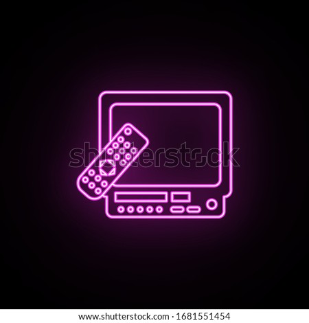 Generation of tvs with remote control neon icon. Simple thin line, outline vector of generation icons for ui and ux, website or mobile application