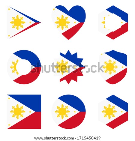 Set of nine flags Philippines. Vector icons. National flag of the Philippines