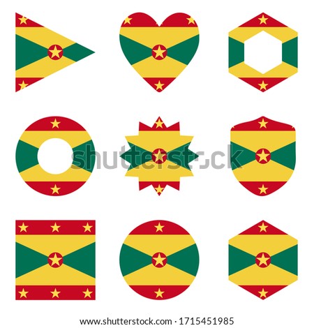 Set of nine flags  Grenada. Vector icons. 