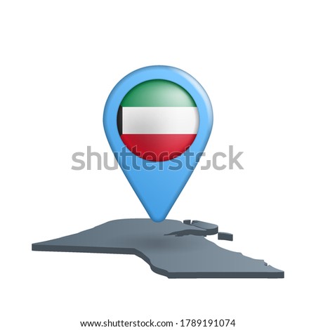 Kuwait flag map pin on white