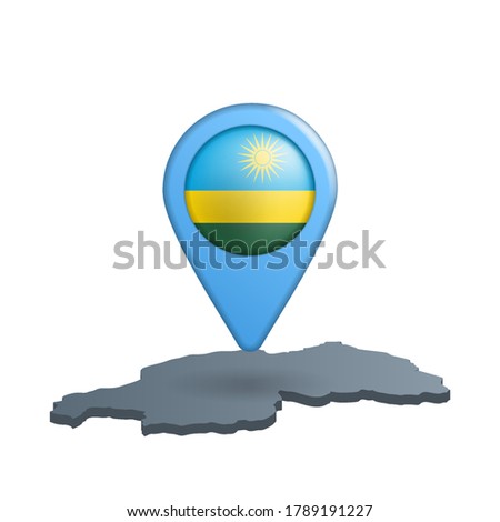 Rwanda flag map pin on white