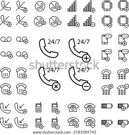 set of service tube 24 7 icon in a collection with other items