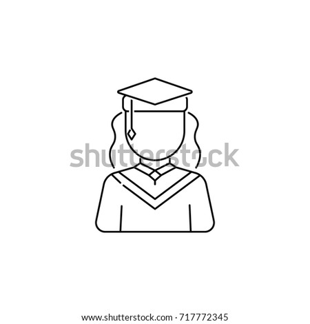 graduate female avatars icon on white background