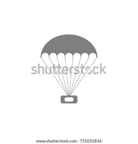 parachute with cargo icon on white background