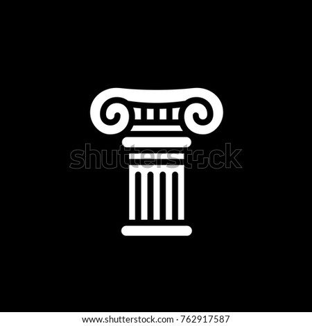 Greek ionic stylized white column icon. Isolated, vector illustration. 