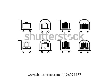 Luggage Cart Icon Design Vector Symbol Set Trolley