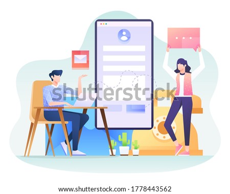 Contact Us Illustration, A Few Ways to Get in Touch with Business. This illustration can be use for website, landing page, web, app, and banner.