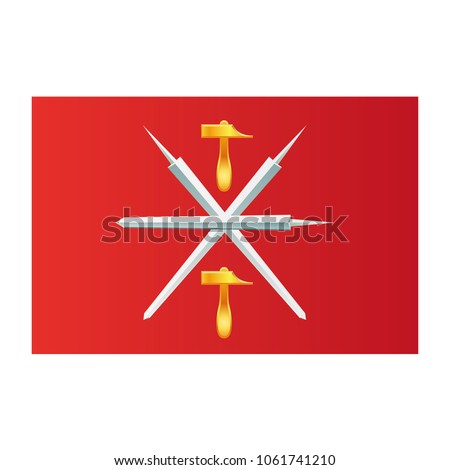 Tula Oblast national flag on white background texture. Vector, illustration, symbol federal subject of Russia.