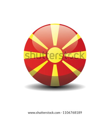 Macedonia Circle Button Flag Background Texture. 3D, Vector, Illustration, Symbol.