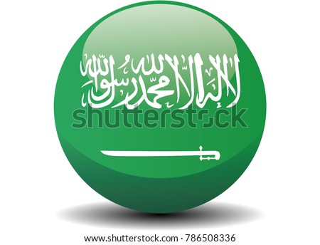 Saudi Arabia circle button flag background texture. Vector illustration.