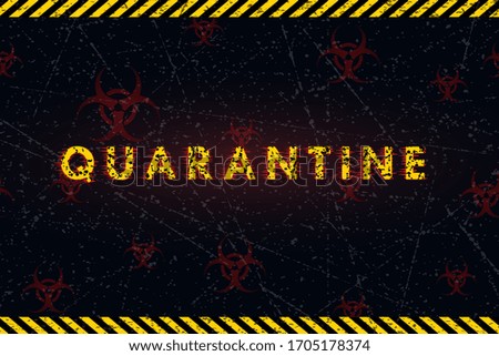 Abstract plate with yellow ribbons and stripes. Quarantine, biohazard. the effect of wear, old age, grunge. Vector illustration, Banner.