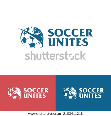 SOCCER UNITES logo can be used for creating businesses like Sports Clubs, Soccer Academies, Football Teams, Sport Associations