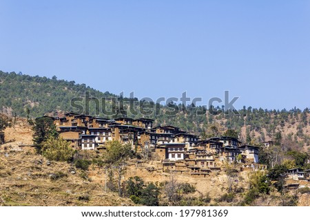 Rinchen Gang Village, at the road from Thimpu to the east. It is one of the most beautiful villages of Bhutan