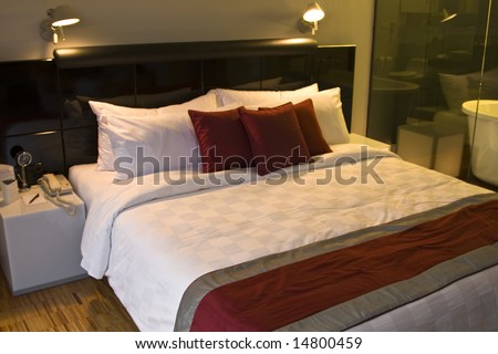 Luxury bedroom in a five star hotel an night time