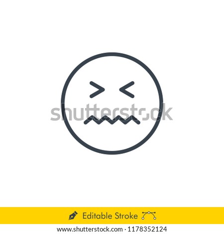 Confounded Emoji (Emoticon) Icon / Vector - In Line / Stroke Design