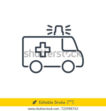 Ambulance Icon / Vector - In Line / Stroke Design with Editable Stroke