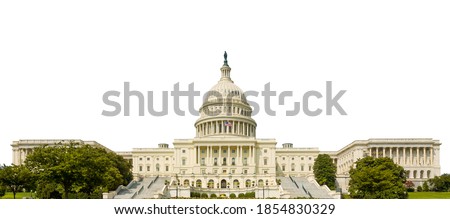 The United States Capitol, or Capitol Building (Washington, USA) isolated on white background. 