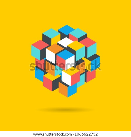 Cube Puzzle Solution Solving Problem Concept banner, vector concept design