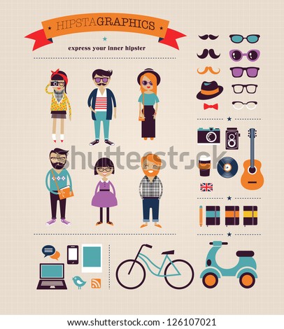 Hipster infographic concept background with icons