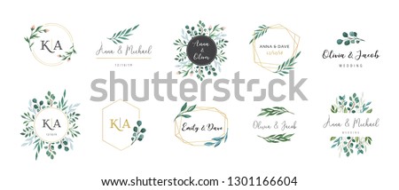 Wedding logos, hand drawn elegant, delicate monogram collection