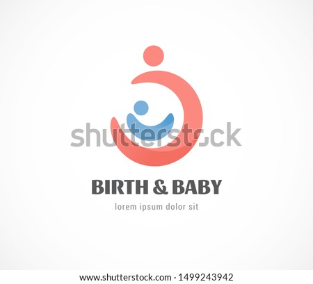 Birth, pregnant, family and baby care logo and symbol, vector design 