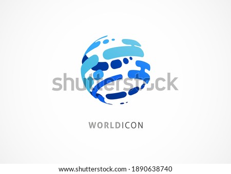 Modern logo template, abstract world icon, fintech, high technologies and digital finance industry concept design