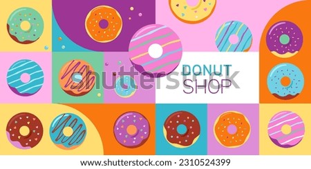 Donuts colorful pastel icons, graphic elements and illustrations collection. Vector design