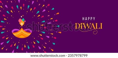 Happy Diwali, festival of light. Modern minimalist design. Fireworks poster, banner and social media template. Vector concept design