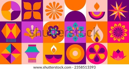 Happy Diwali, festival of light. Modern geometric minimalist design. Poster, banner and social media template. Vector concept design