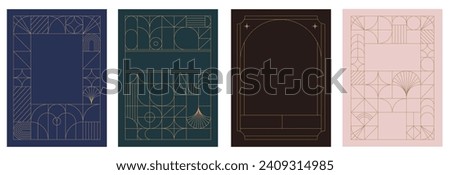 Art Deco frames minimalist collection. Modern minimal style illustrations. Elegant luxury borders and frames, vector templates design