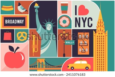 New York City, USA illustration, background, poster and banner design. Geometrical modern style concept vector illustration