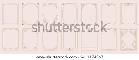 Art Deco frames minimalist collection. Modern minimal style illustrations. Elegant luxury borders and frames, vector templates design