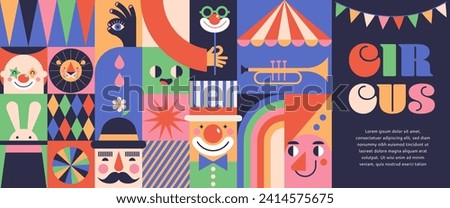Circus, Carnival, Street Festival, Purim Carnival concept illustrations, Circus background. Geometric retro style design. Vector illustrations